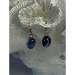 925 Sterling Silver Blue Moonstone Earrings Length 1.30 Inch